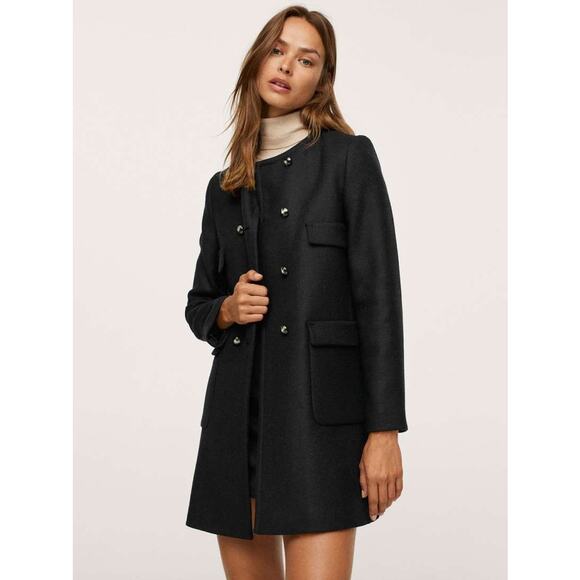 Mango women's Black solid Overcoat M - Picture 1 of 8